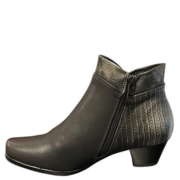 REDZ WOMENS 2 ZIP 2TONE ANKLE BOOT - BLACK